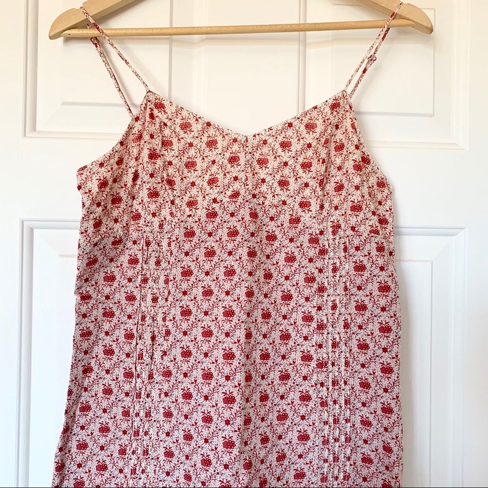 Red floral midi dress